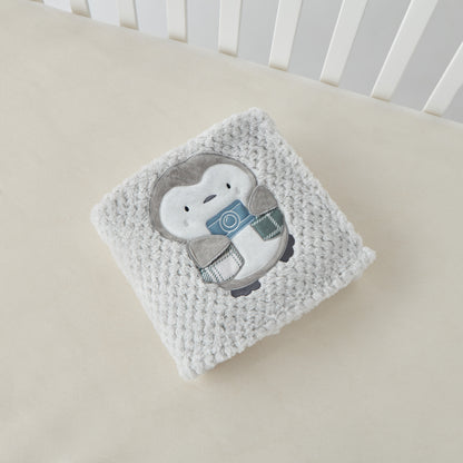 Juniors Penguin Applique Waffle Textured Raschel Blanket - 80x110 cm