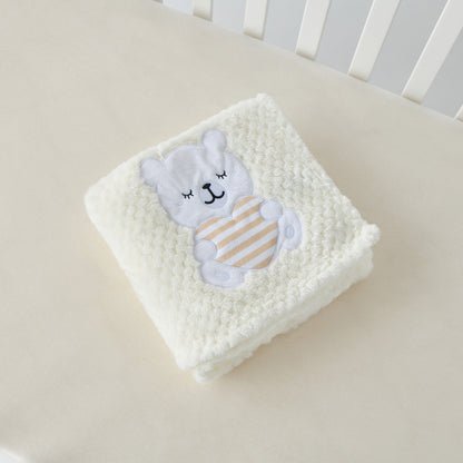 Juniors Bear Applique Waffle Fleece Raschel Blanket - 80x110 cm
