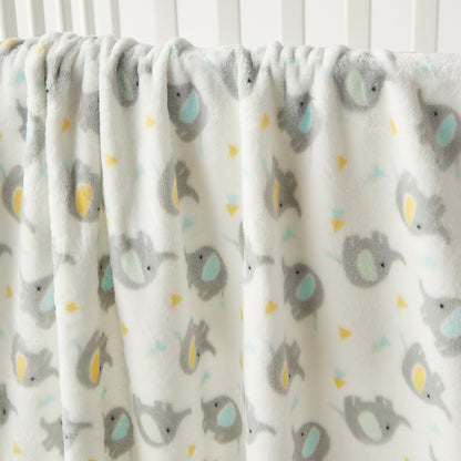 Juniors All-Over Elephant Print Blanket with Soft Toy - 75x90 cm