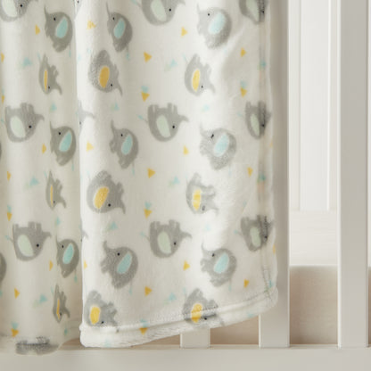 Juniors All-Over Elephant Print Blanket with Soft Toy - 75x90 cm