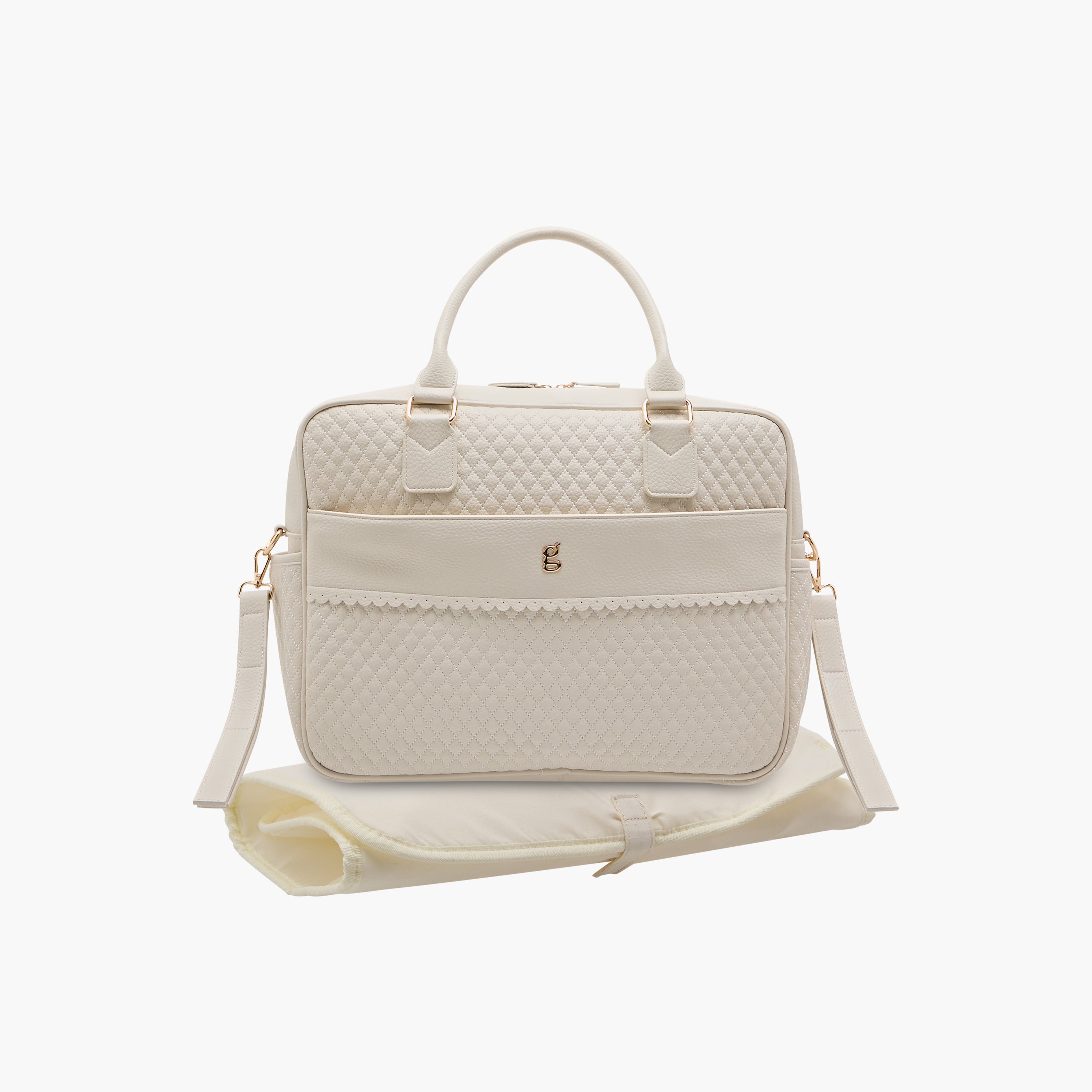 Giggles Quilted Diaper Bag with Zip Closure and Double Handle