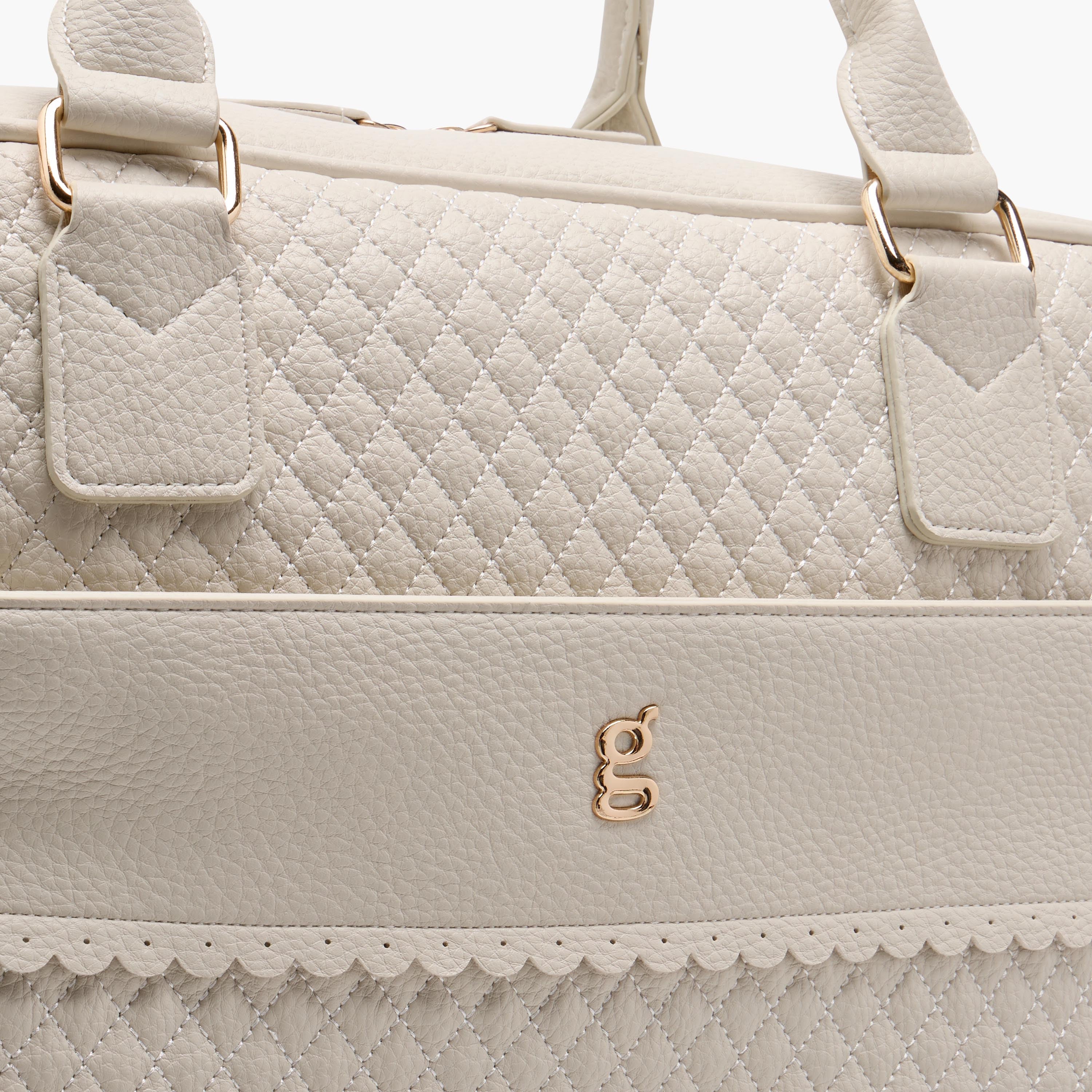 Giggles Quilted Diaper Bag with Zip Closure and Double Handle