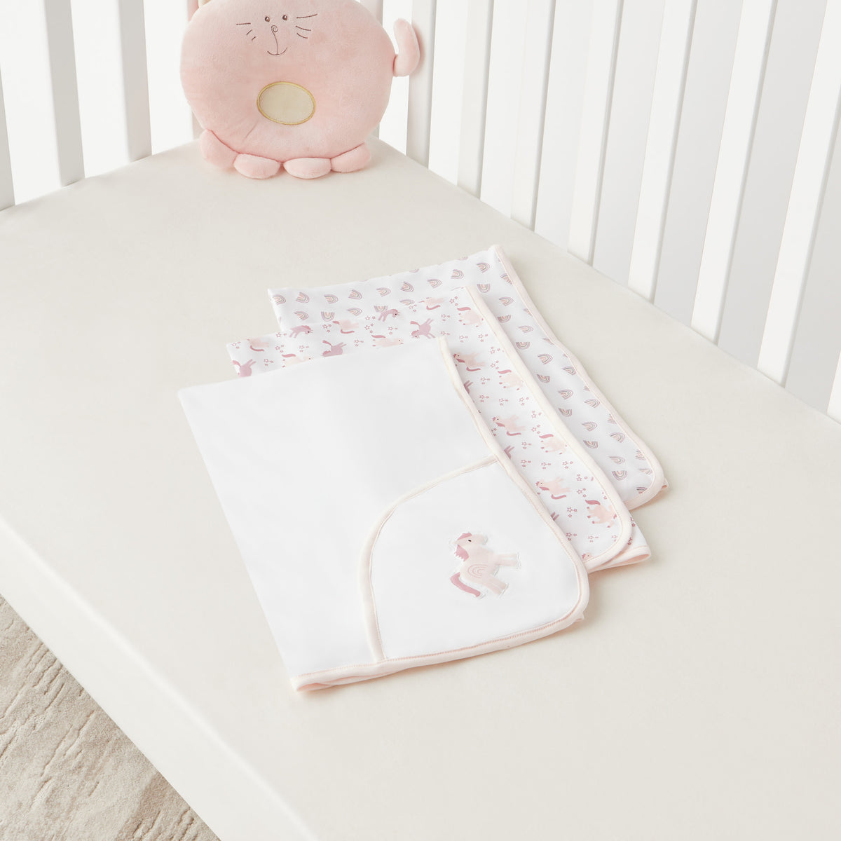 Giggles 3-Piece Printed Receiving Blanket Set - 80x80 cm