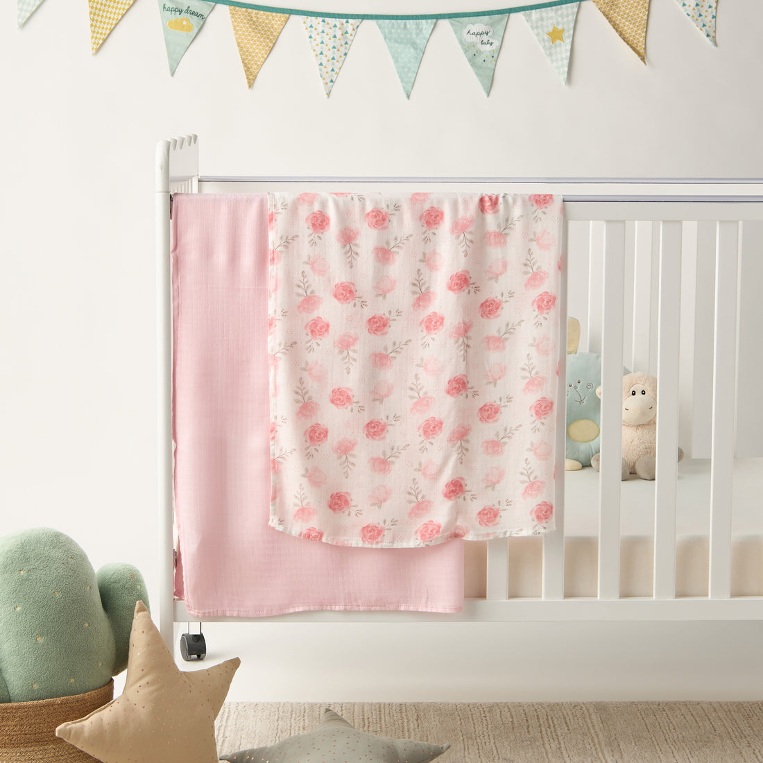 Giggles 2-Piece Assorted Muslin Swaddle Blanket Set - Pink