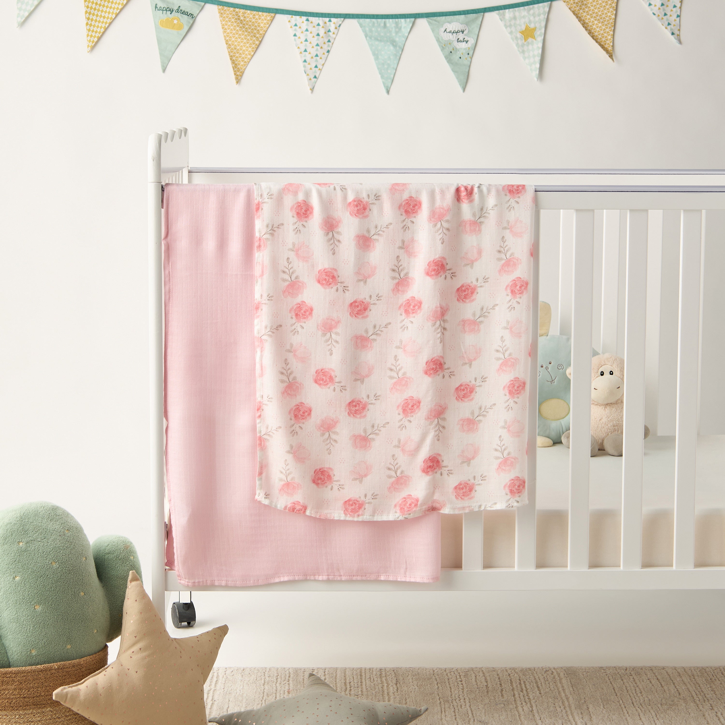 Giggles 2-Piece Assorted Muslin Swaddle Blanket Set - Pink