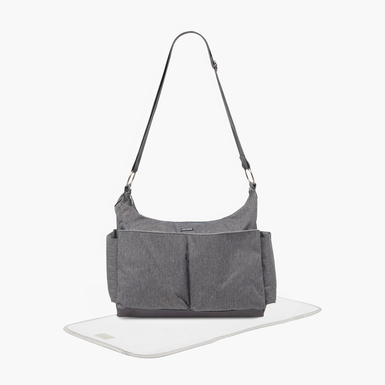 Juniors Textured Diaper Bag with Zip Closure - Grey