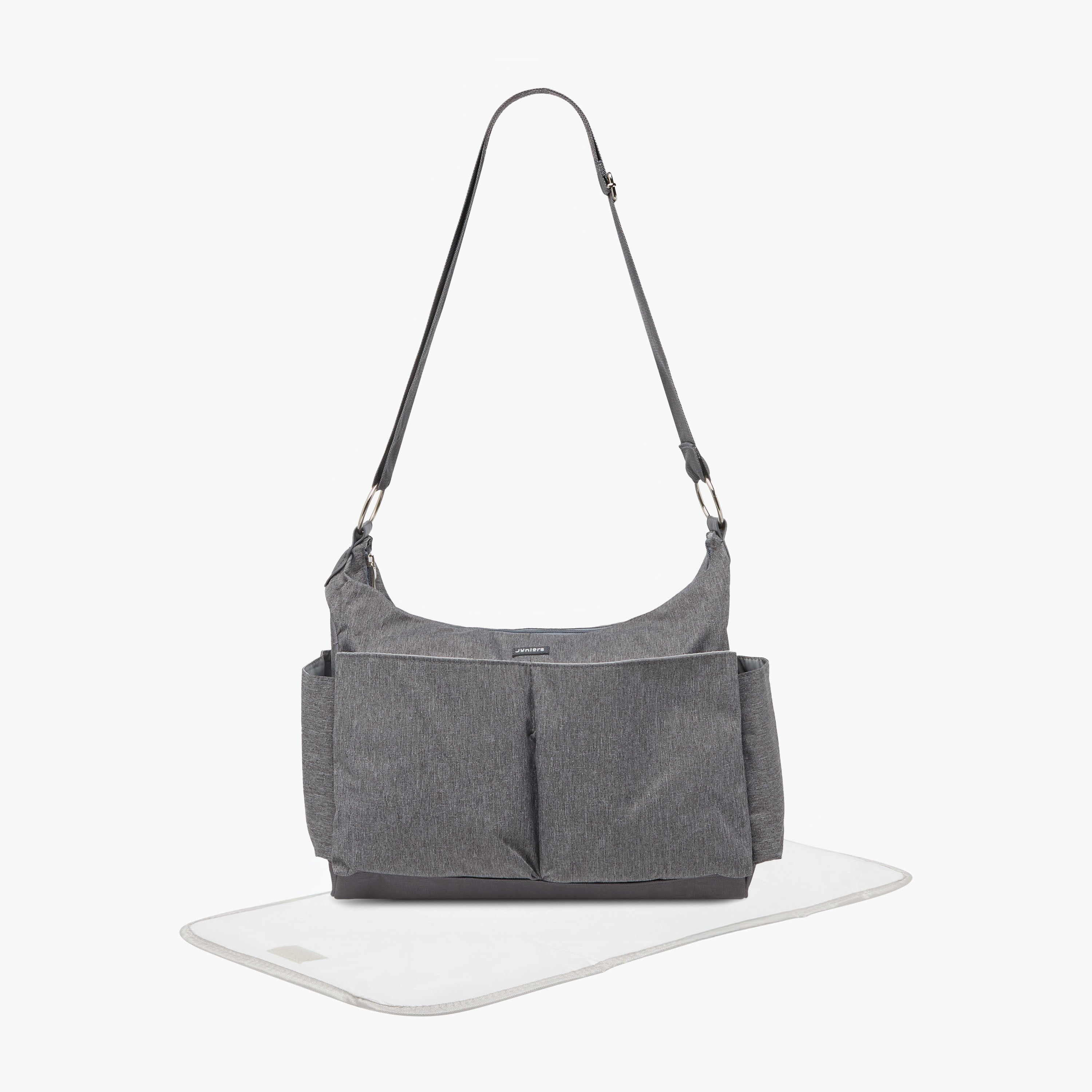 Juniors Textured Diaper Bag with Zip Closure - Grey