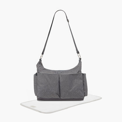 Juniors Textured Diaper Bag with Zip Closure - Grey