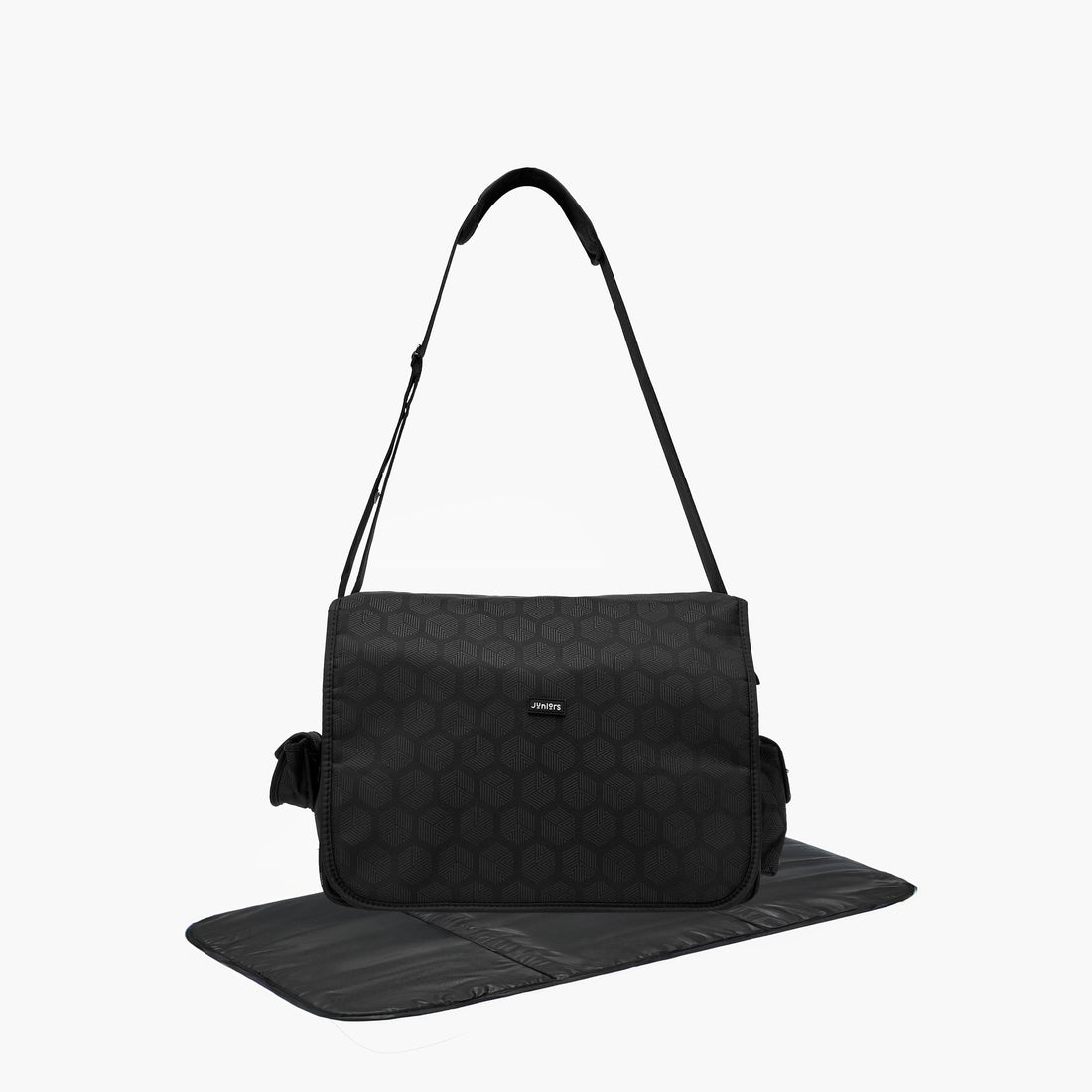 Juniors Printed Diaper Bag with Adjustable Strap - Black