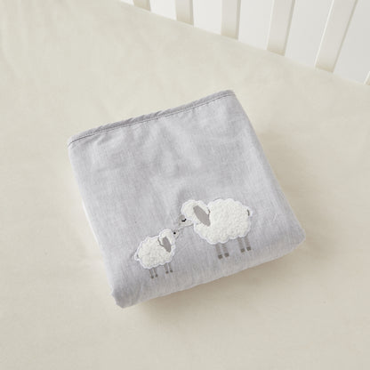Giggles Sheep Applique Fleece Raschel Blanket