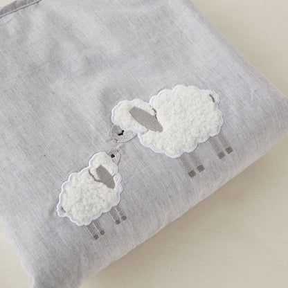 Giggles Sheep Applique Fleece Raschel Blanket