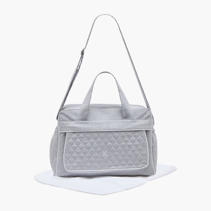 Giggles Textured Diaper Bag with Double Handles - Grey