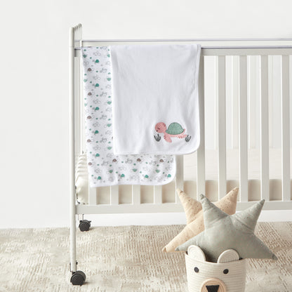 Juniors 2-Piece Turtle Print Receiving Blanket - HomeBabyNurseryBlankets &amp; SwaddlesReceiving Blankets
