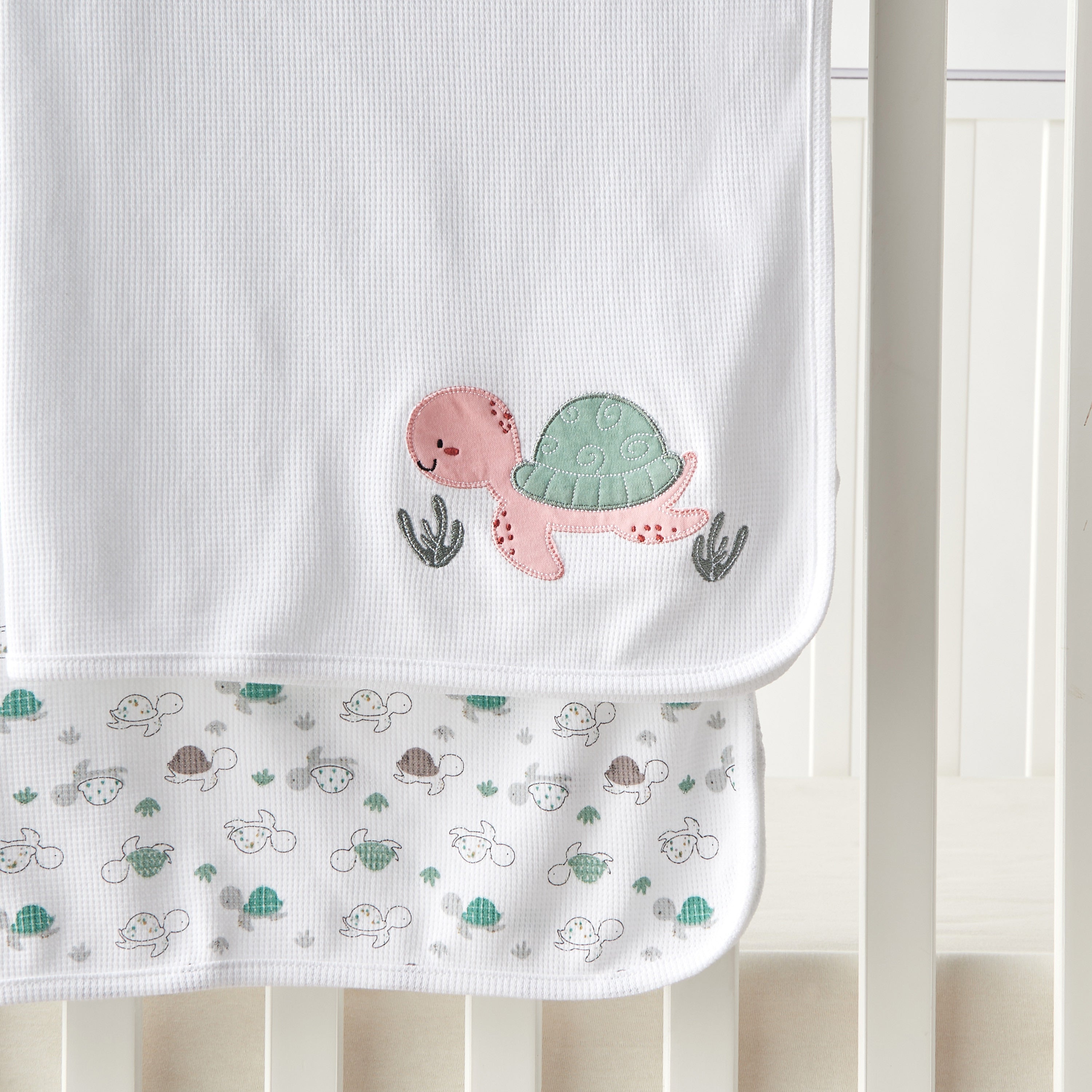 Juniors 2-Piece Turtle Print Receiving Blanket