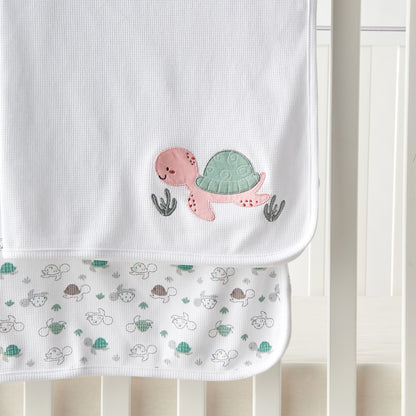Juniors 2-Piece Turtle Print Receiving Blanket