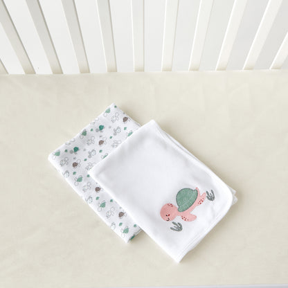 Juniors 2-Piece Turtle Print Receiving Blanket