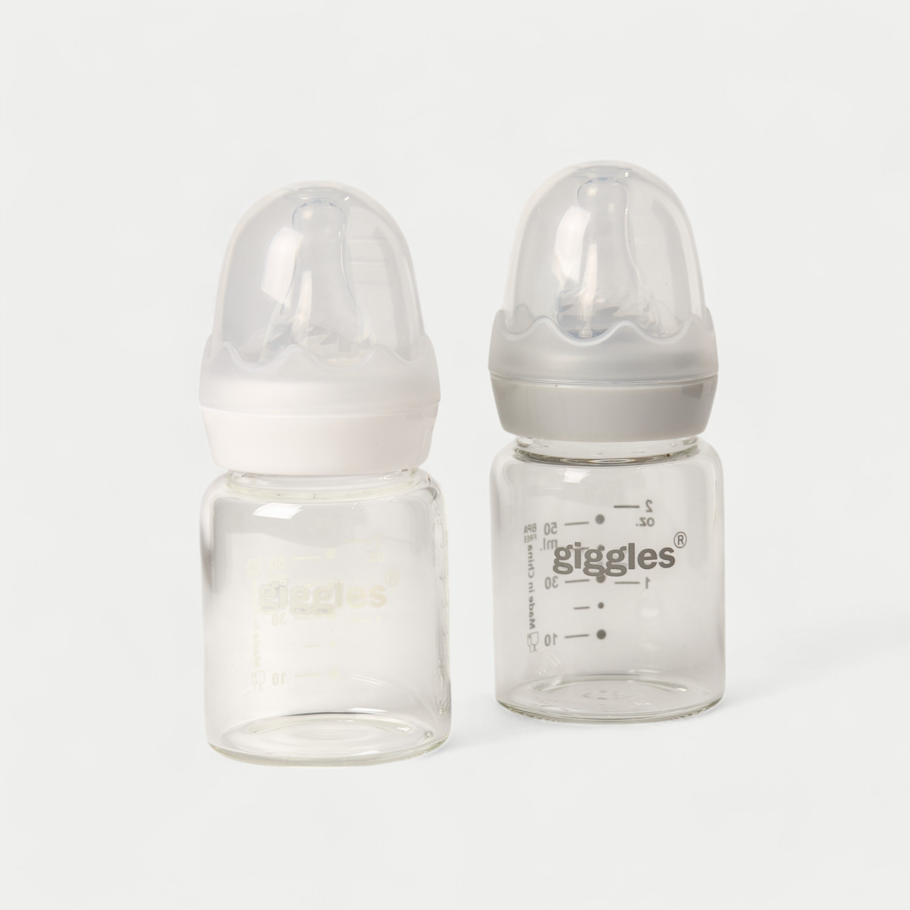 Giggles 2-Piece Glass Feeding Bottle Set - 50 ml - HomeBabyFeedingFeeding BottlesBottles &amp; Teats