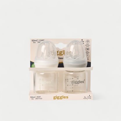 Giggles 2-Piece Glass Feeding Bottle Set - 50 ml