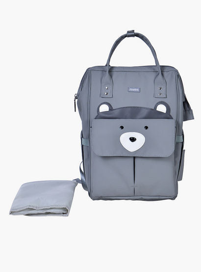 Juniors Bear Applique Diaper Backpack with Adjustable Straps and Zip Closure-baby-gear-diaperbags-image-1