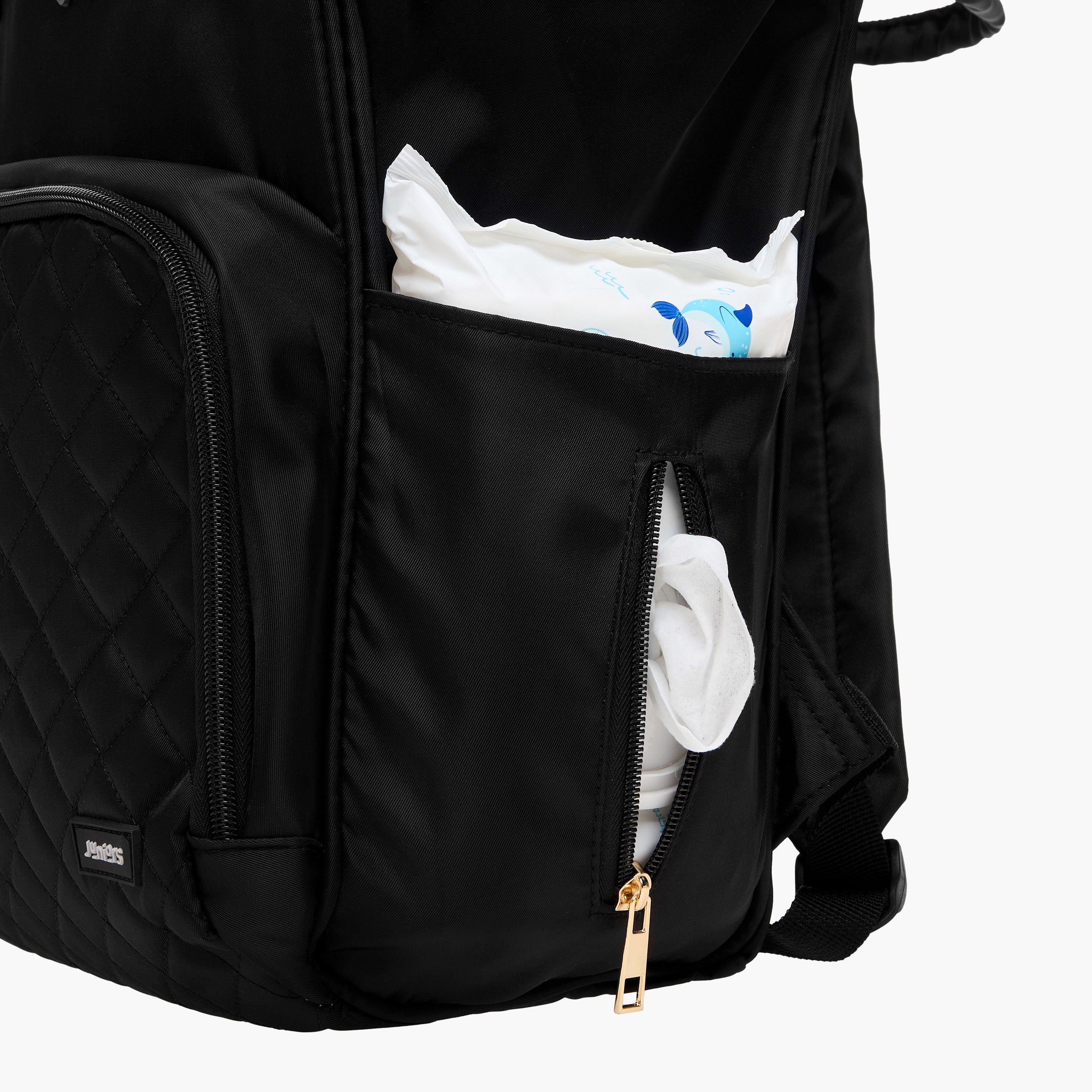 Juniors Quilted Diaper Backpack with Adjustable Shoulder Straps and Zip Closure