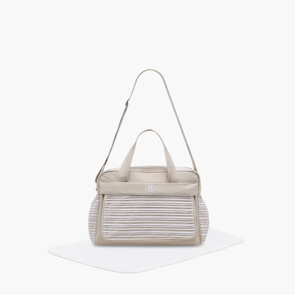 Giggles Striped Diaper Bag with Zip Closure and Adjustable Strap