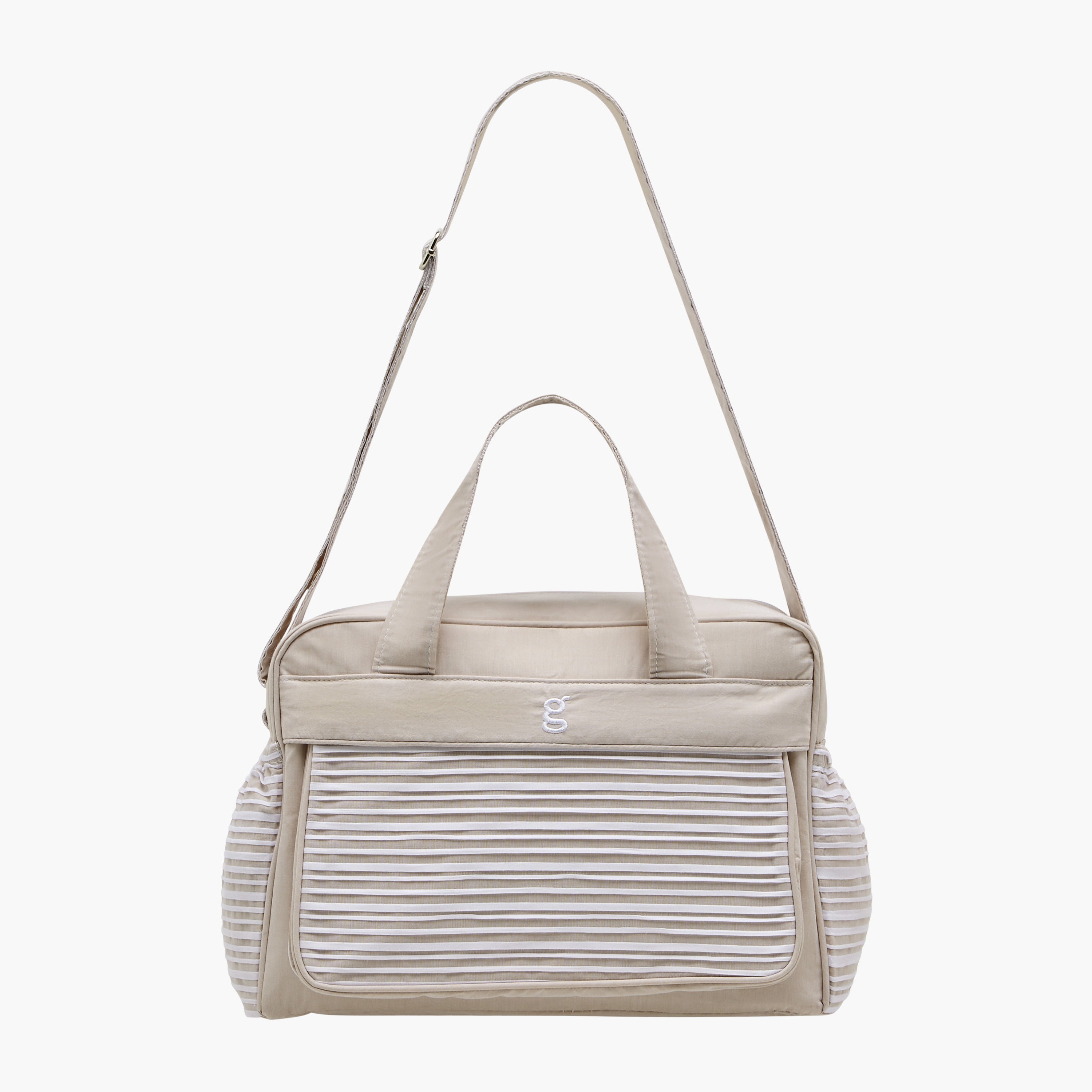 Giggles Striped Diaper Bag with Zip Closure and Adjustable Strap