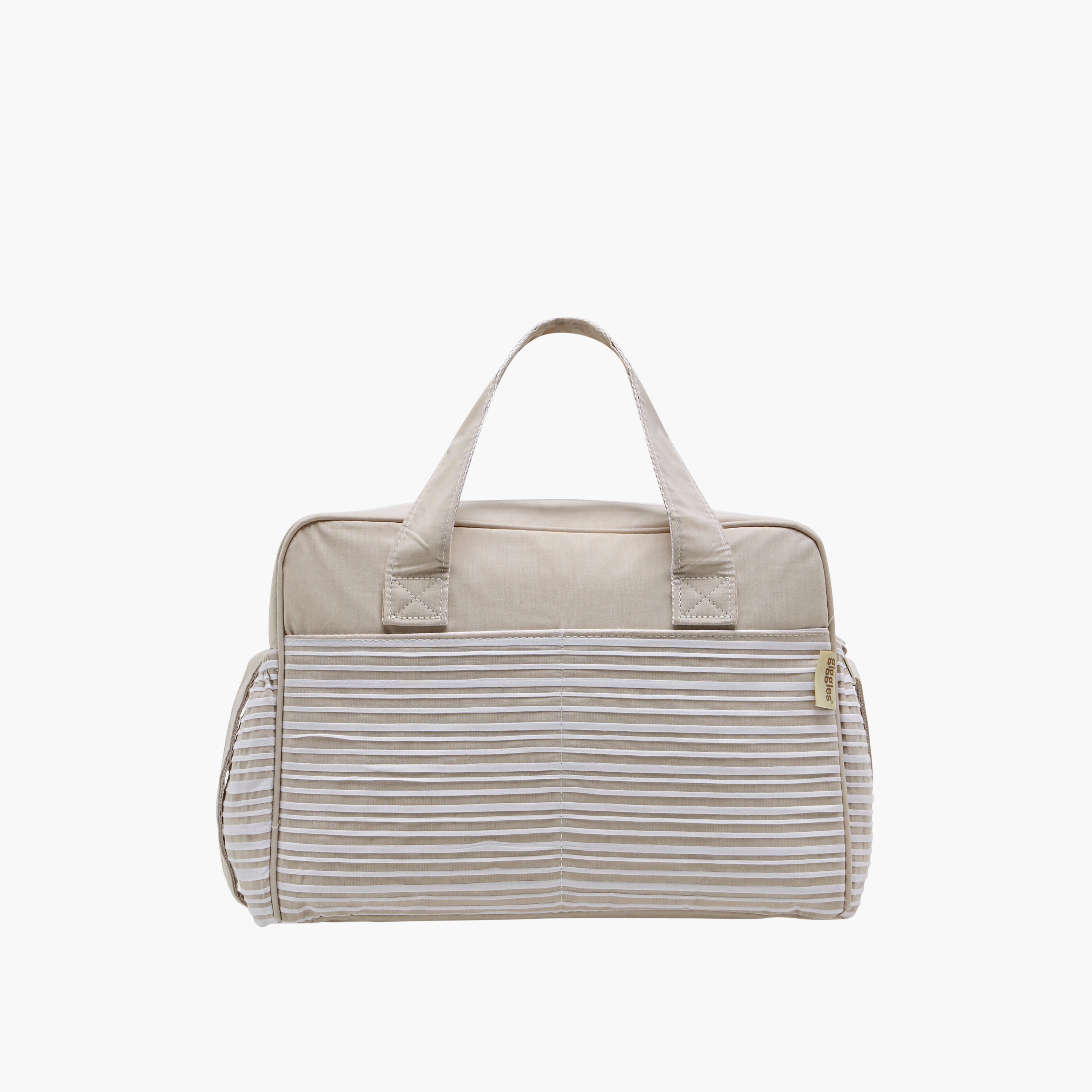 Giggles Striped Diaper Bag with Zip Closure and Adjustable Strap