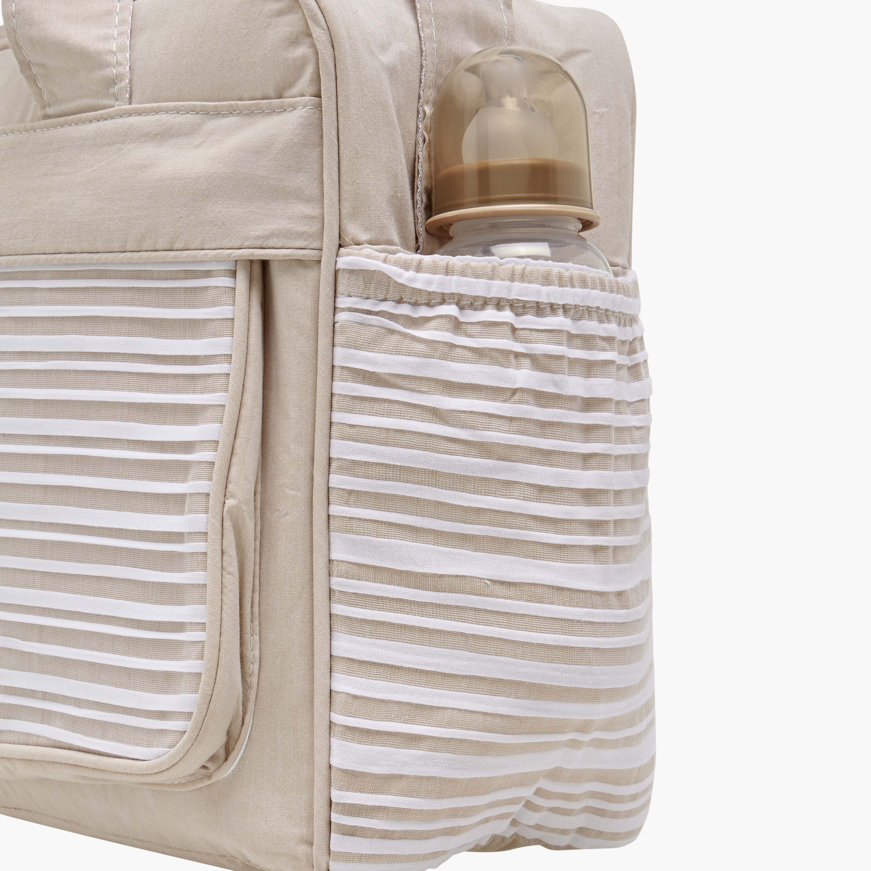 Giggles Striped Diaper Bag with Zip Closure and Adjustable Strap