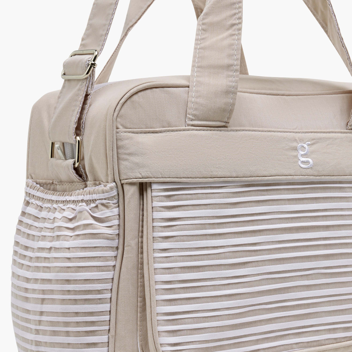 Giggles Striped Diaper Bag with Zip Closure and Adjustable Strap