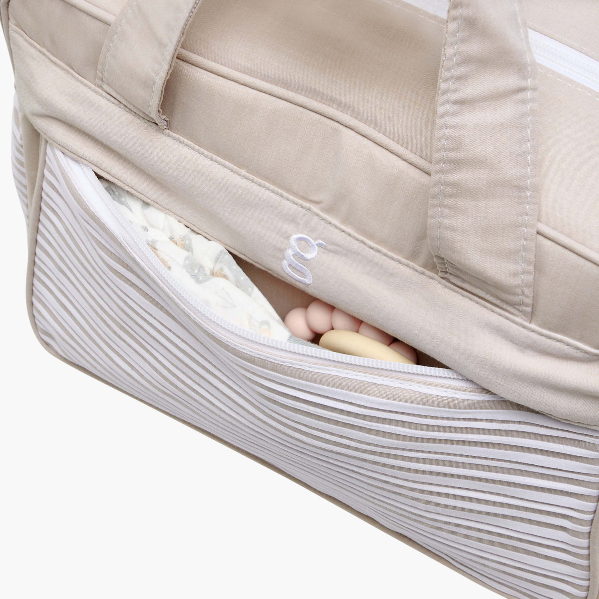 Giggles Striped Diaper Bag with Zip Closure and Adjustable Strap