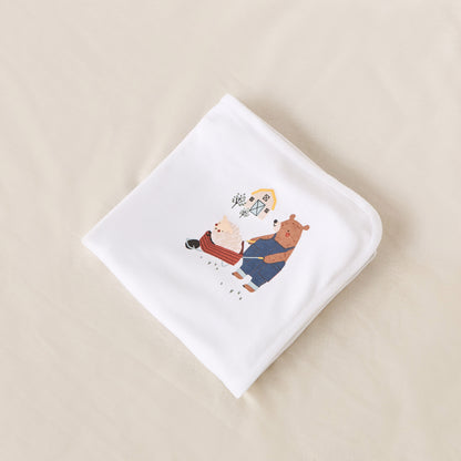 Juniors Bear Print Receiving Blanket - 80x80 cm