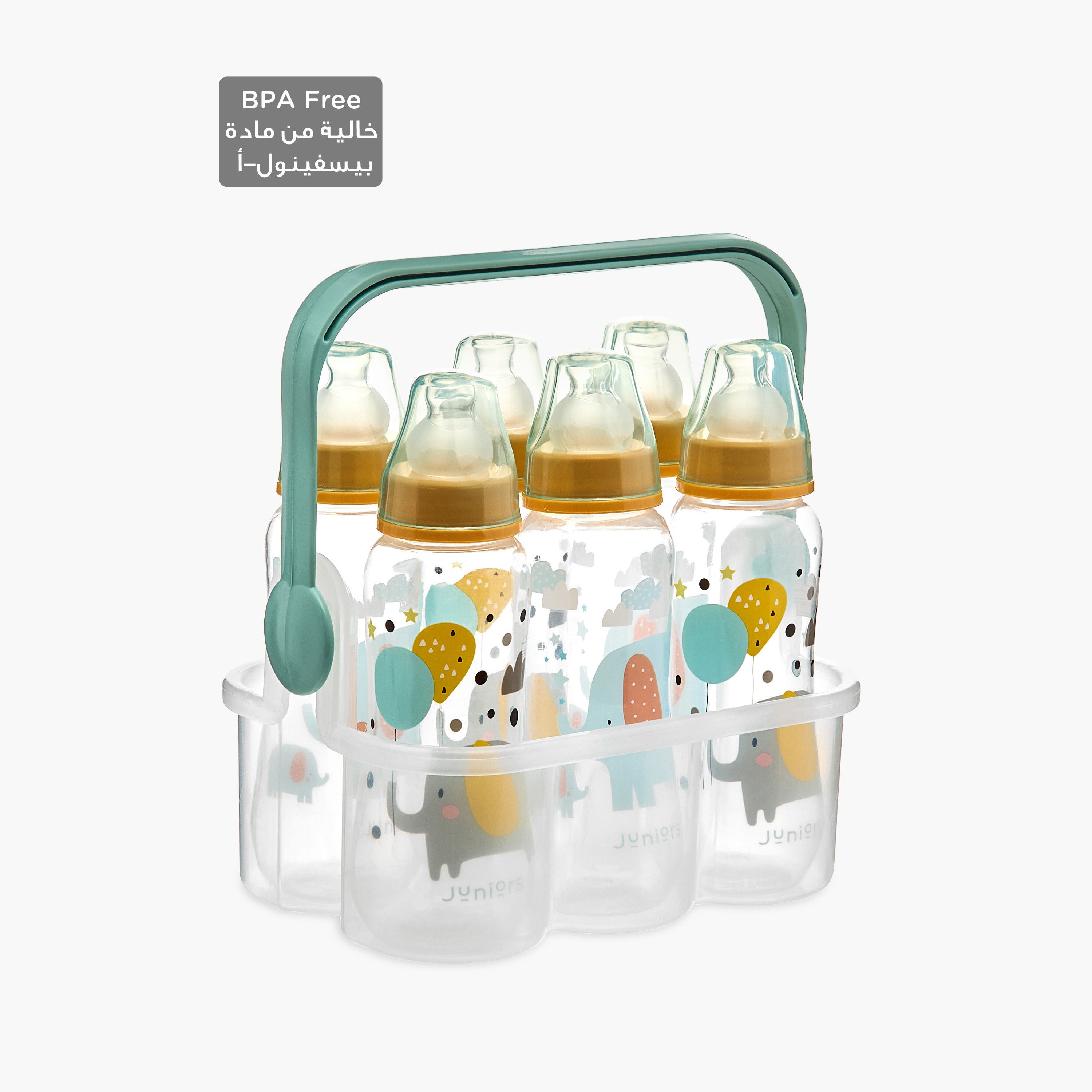 Juniors 6-Piece Feeding Bottle with Caddy Set - HomeBabyFeedingFeeding BottlesBottles &amp; Teats