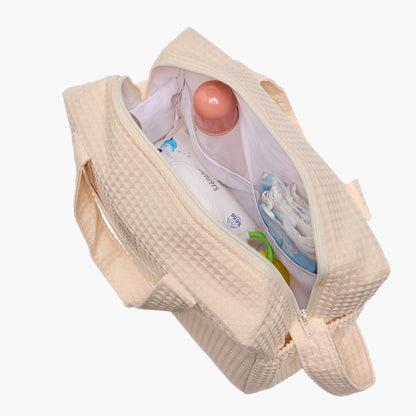 Giggles Pique Textured Diaper Bag with Zip Closure