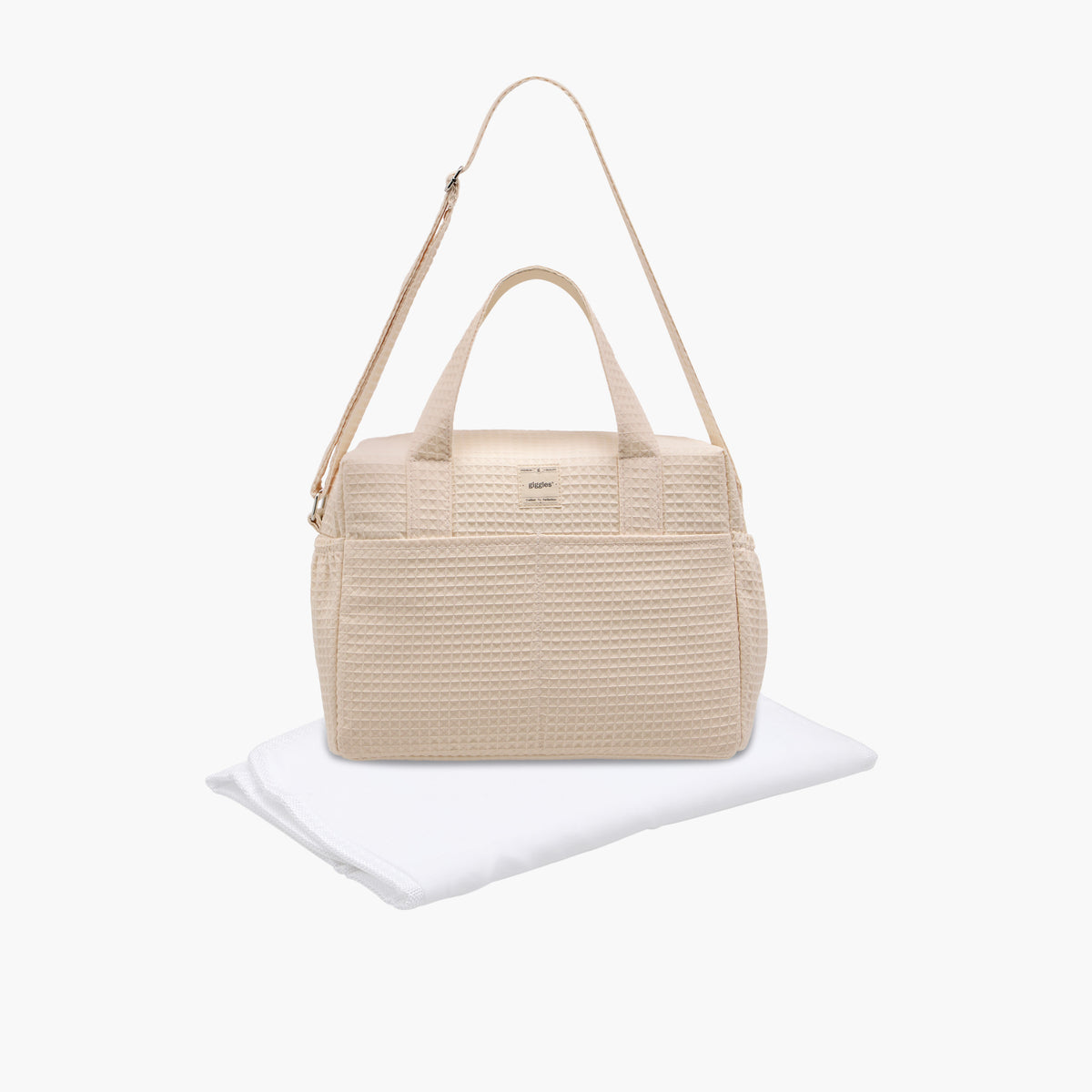 Giggles Pique Textured Diaper Bag with Zip Closure