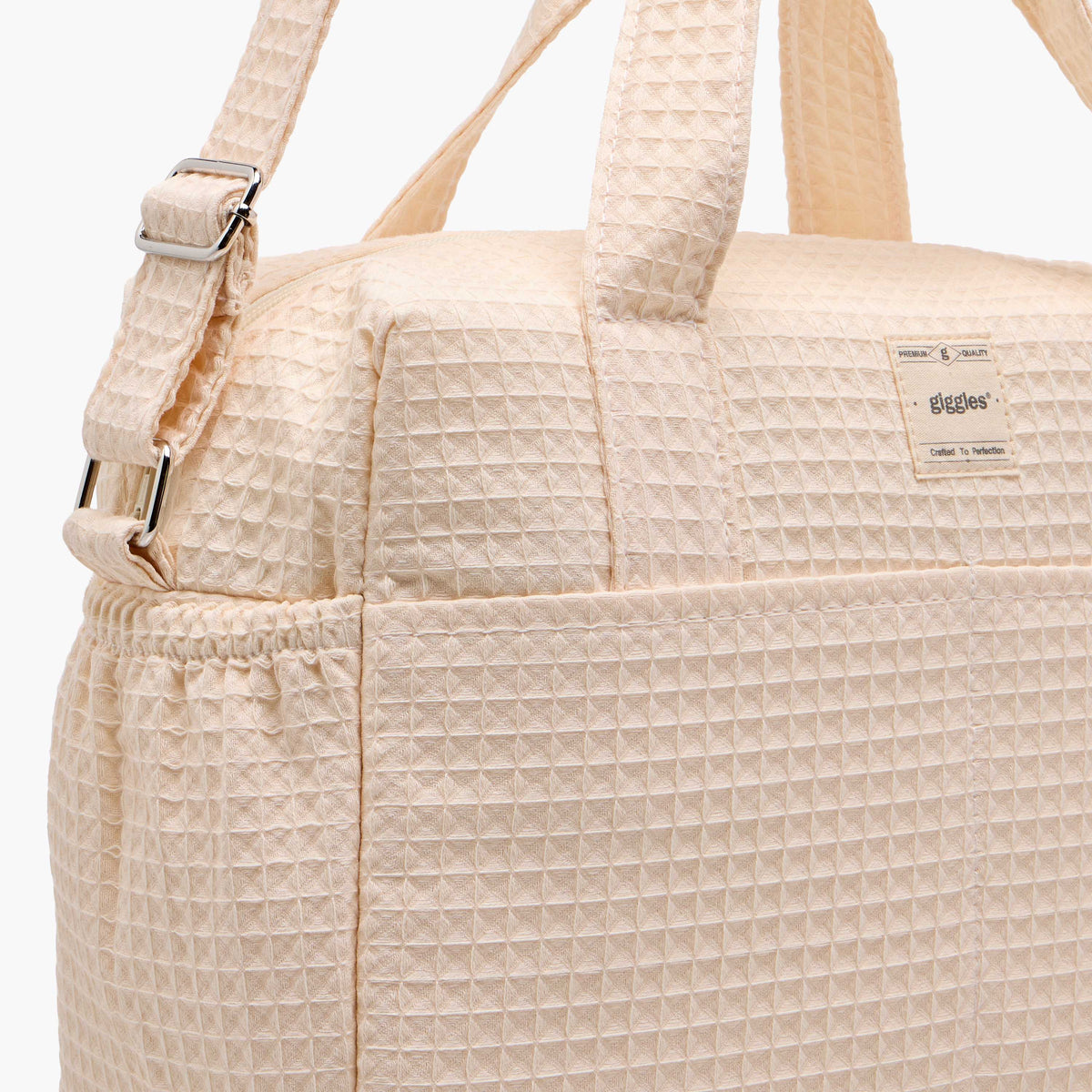 Giggles Pique Textured Diaper Bag with Zip Closure