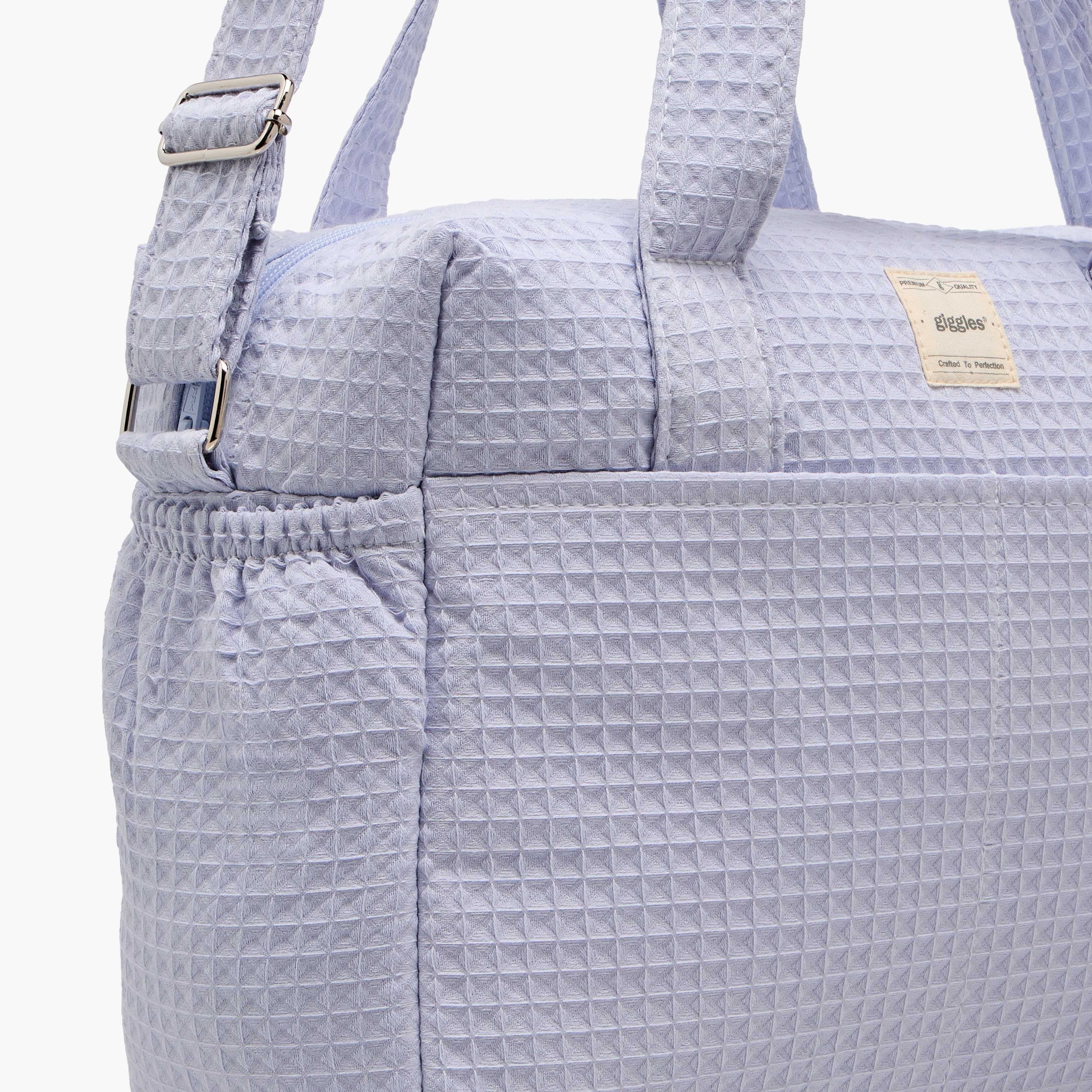 Giggles Pique Textured Diaper Bag with Zip Closure