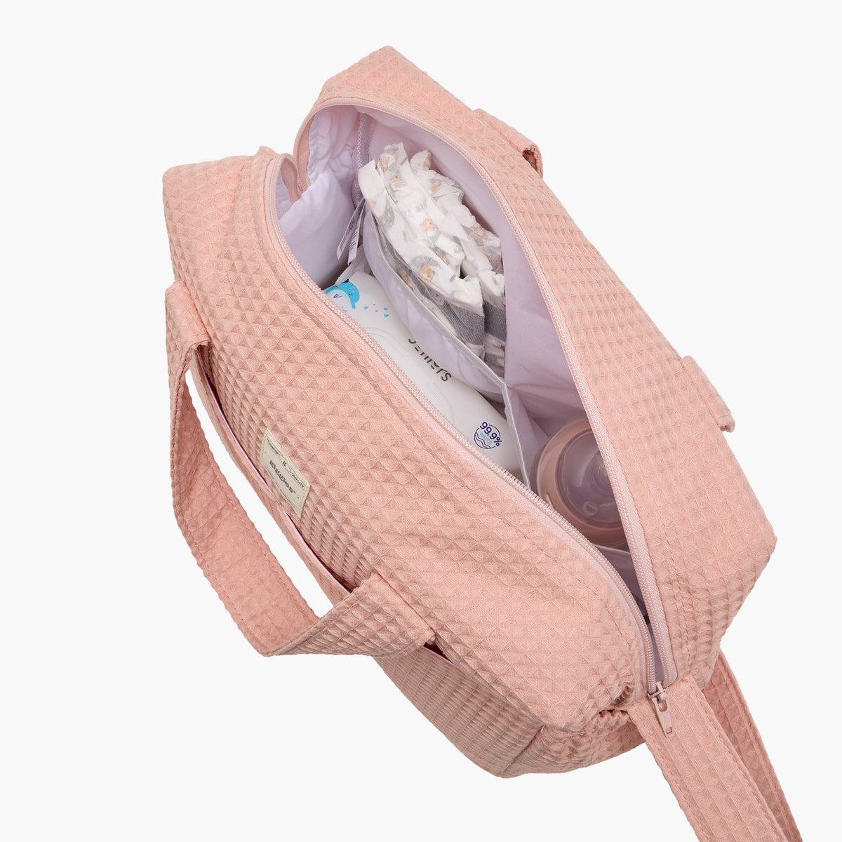 Giggles Pique Textured Diaper Bag with Zip Closure
