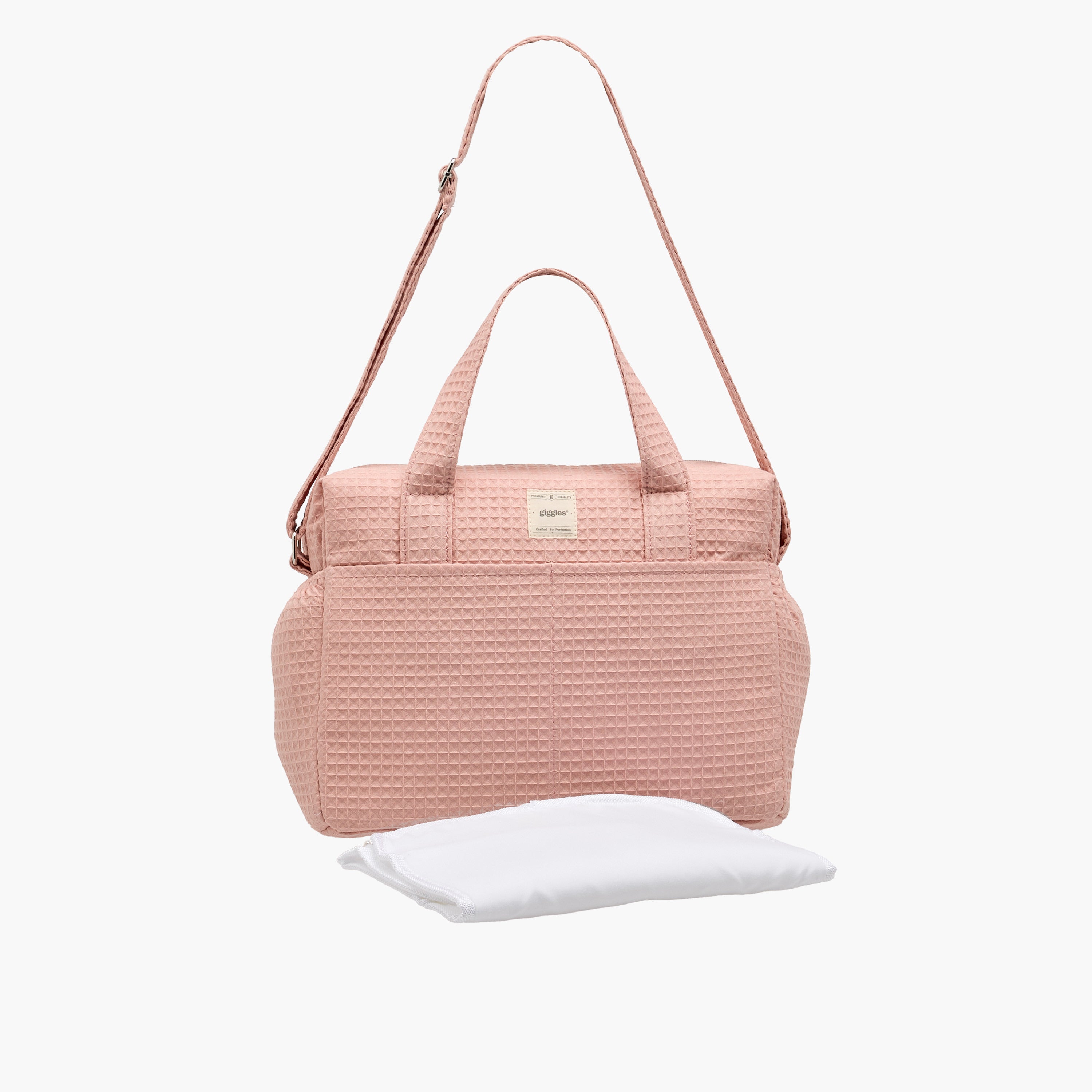 Giggles Pique Textured Diaper Bag with Zip Closure