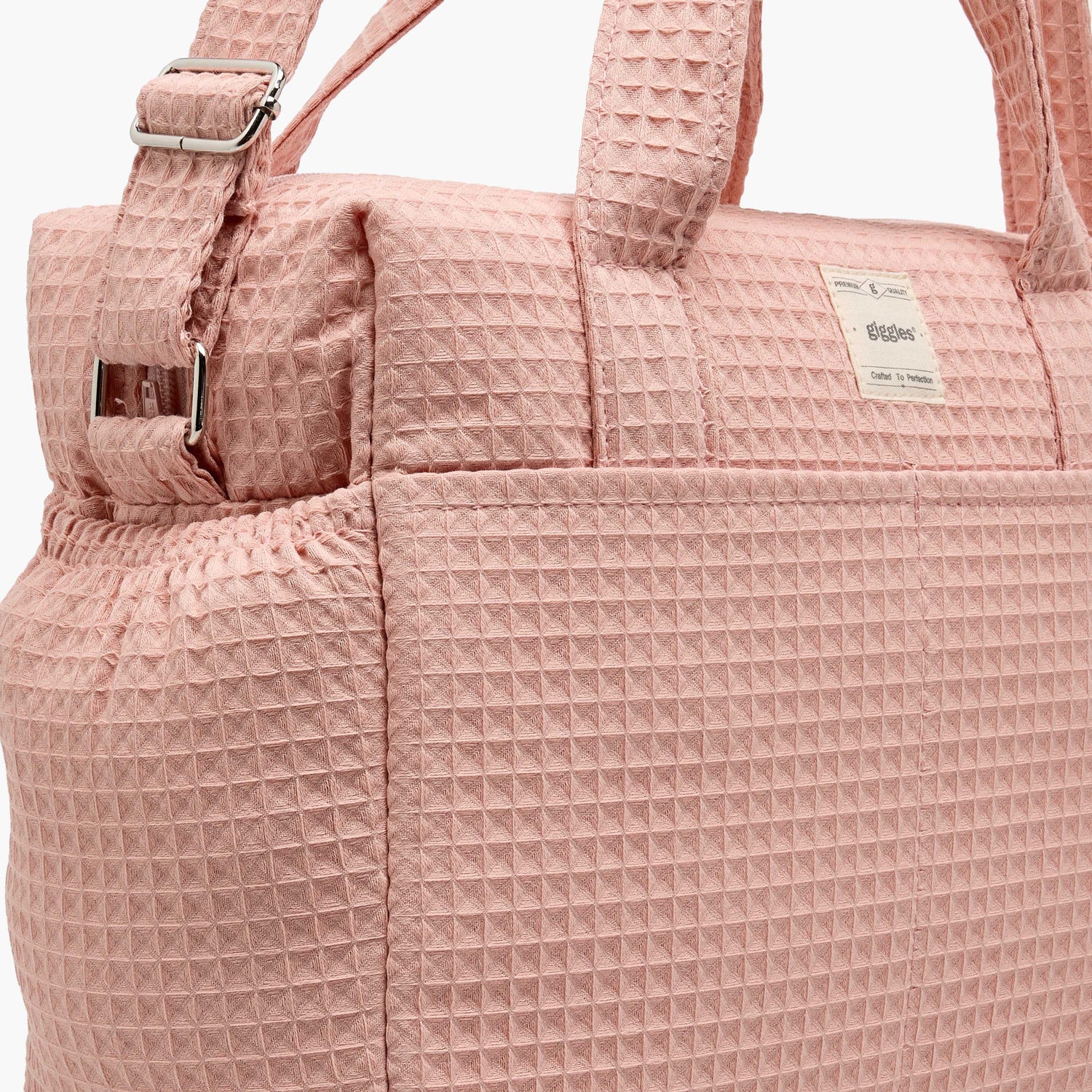 Giggles Pique Textured Diaper Bag with Zip Closure