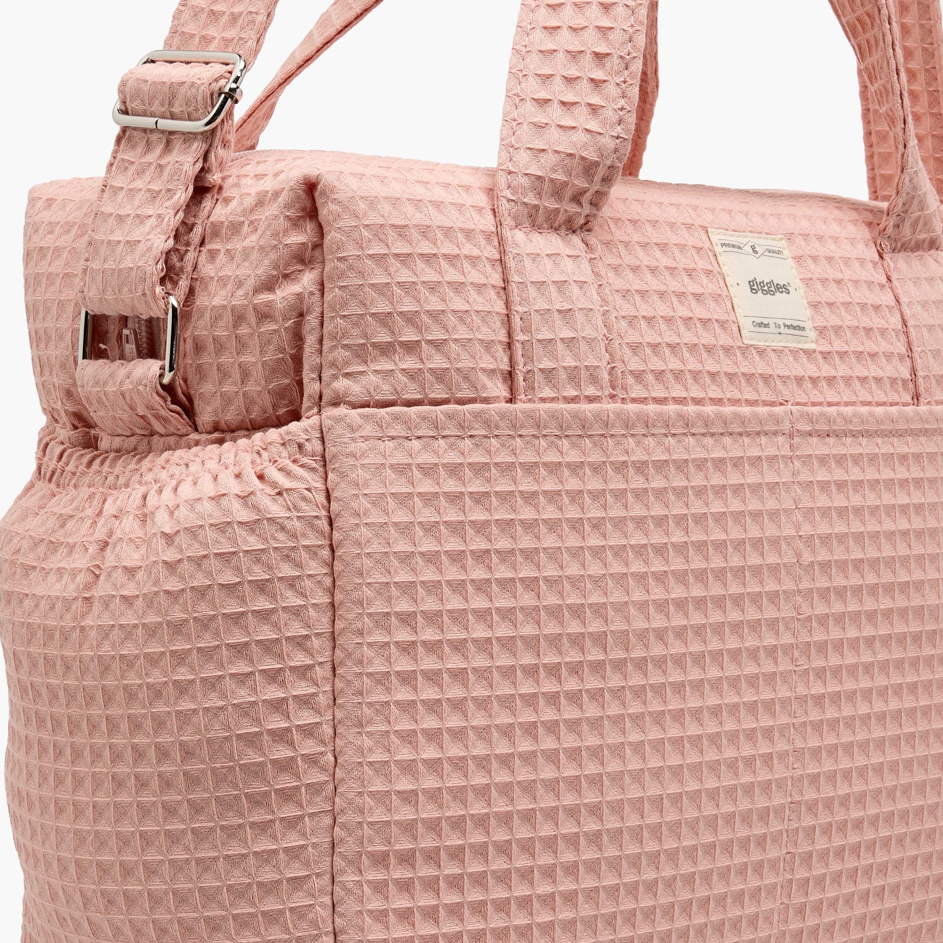 Giggles Pique Textured Diaper Bag with Zip Closure
