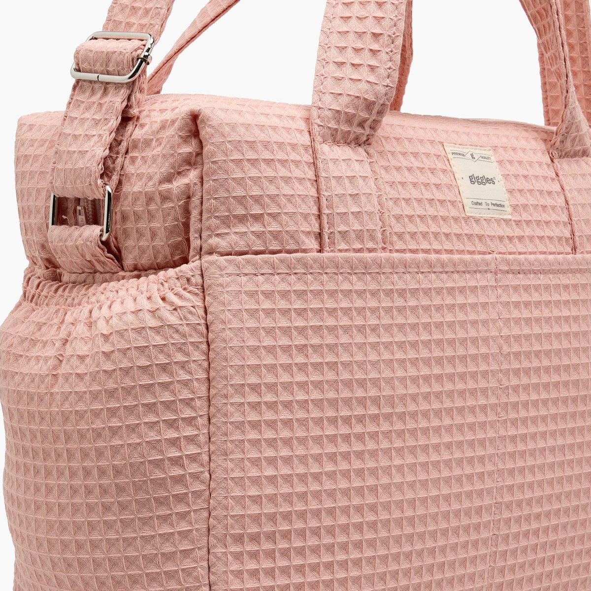 Giggles Pique Textured Diaper Bag with Zip Closure