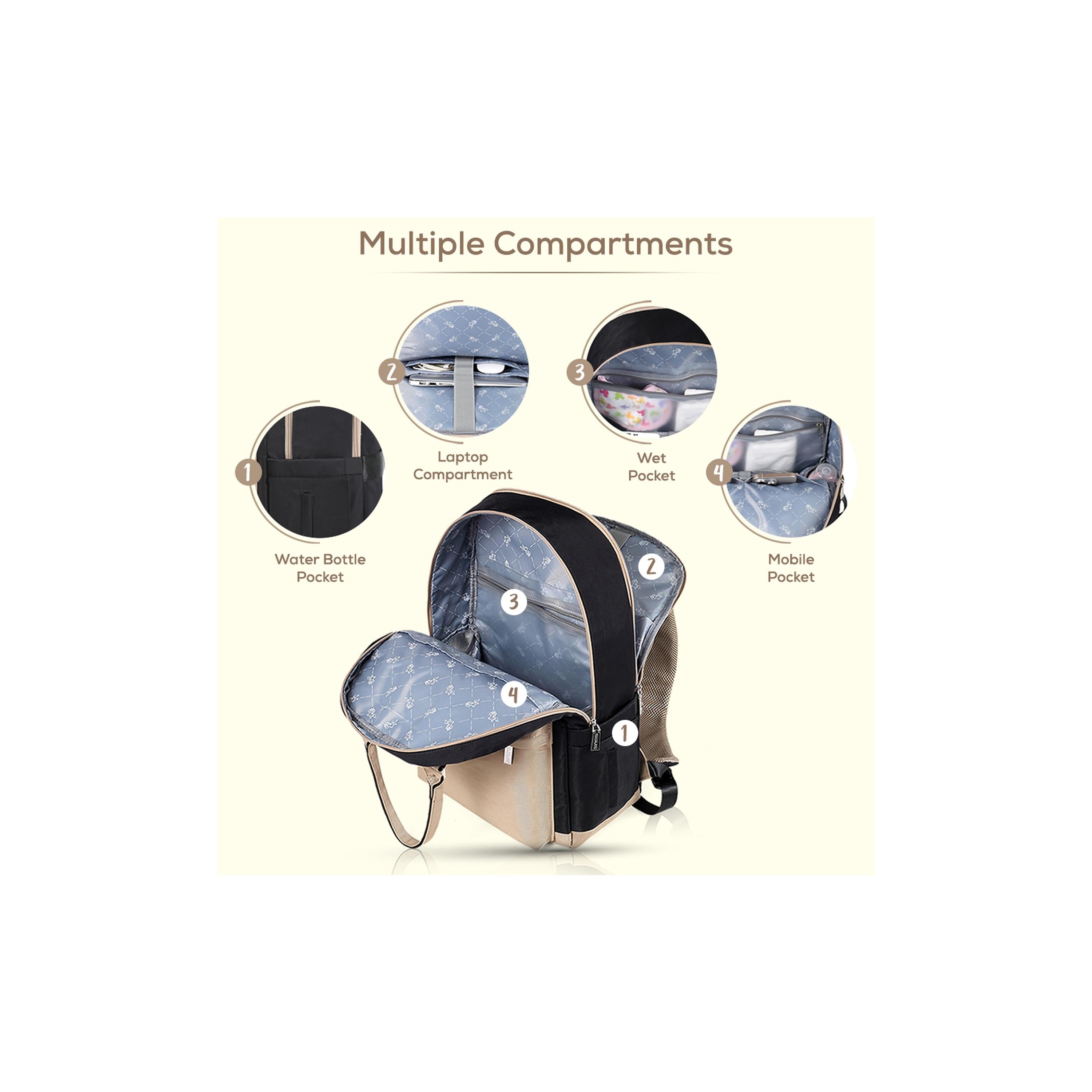 Little Story Kenzie Travel Diaper Backpack with Insulated Bottle Pocket