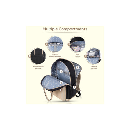 Little Story Kenzie Travel Diaper Backpack with Insulated Bottle Pocket