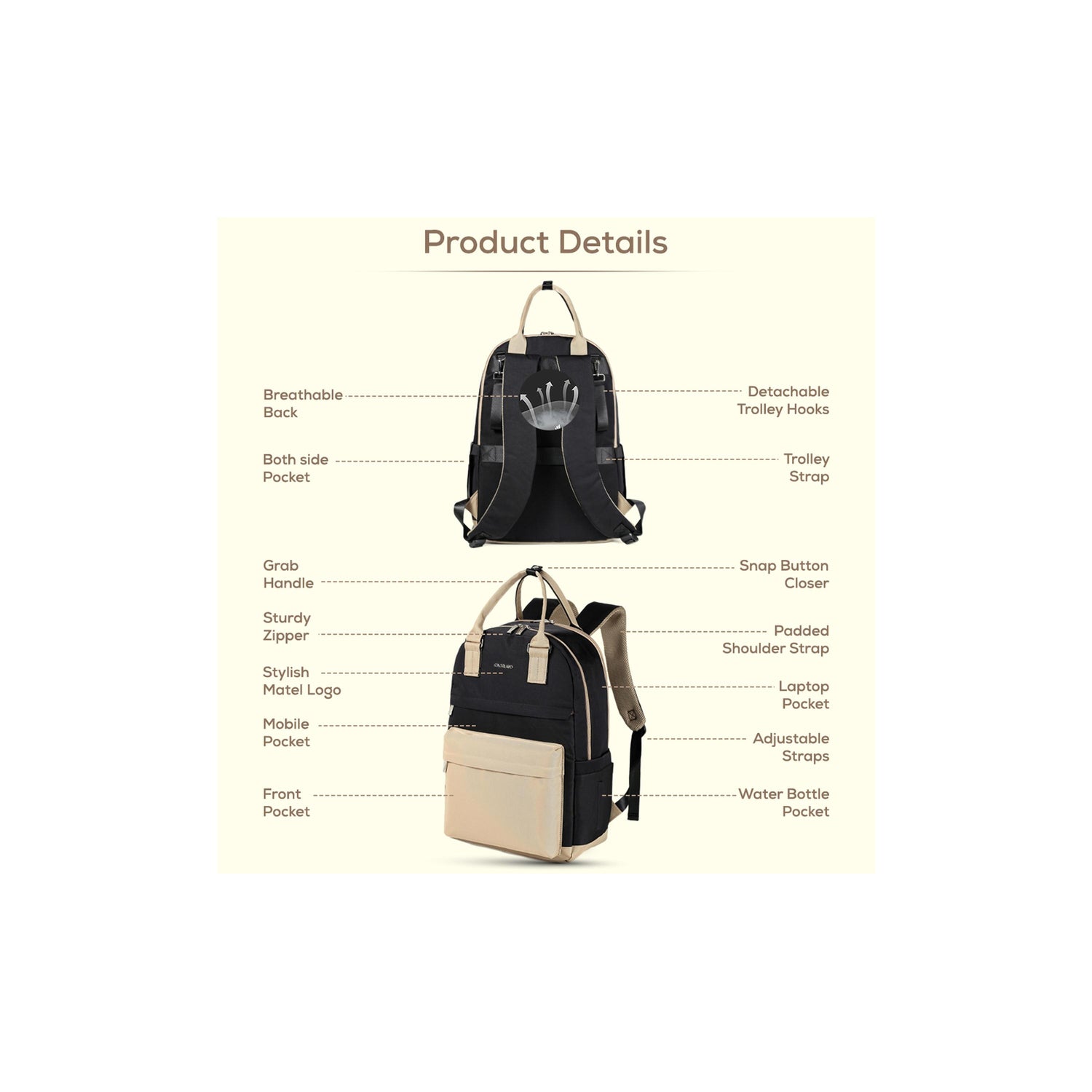 Little Story Kenzie Travel Diaper Backpack with Insulated Bottle Pocket
