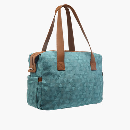 Giggles Denim Diaper Bag with Double Handle and Zip Closure