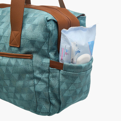 Giggles Denim Diaper Bag with Double Handle and Zip Closure
