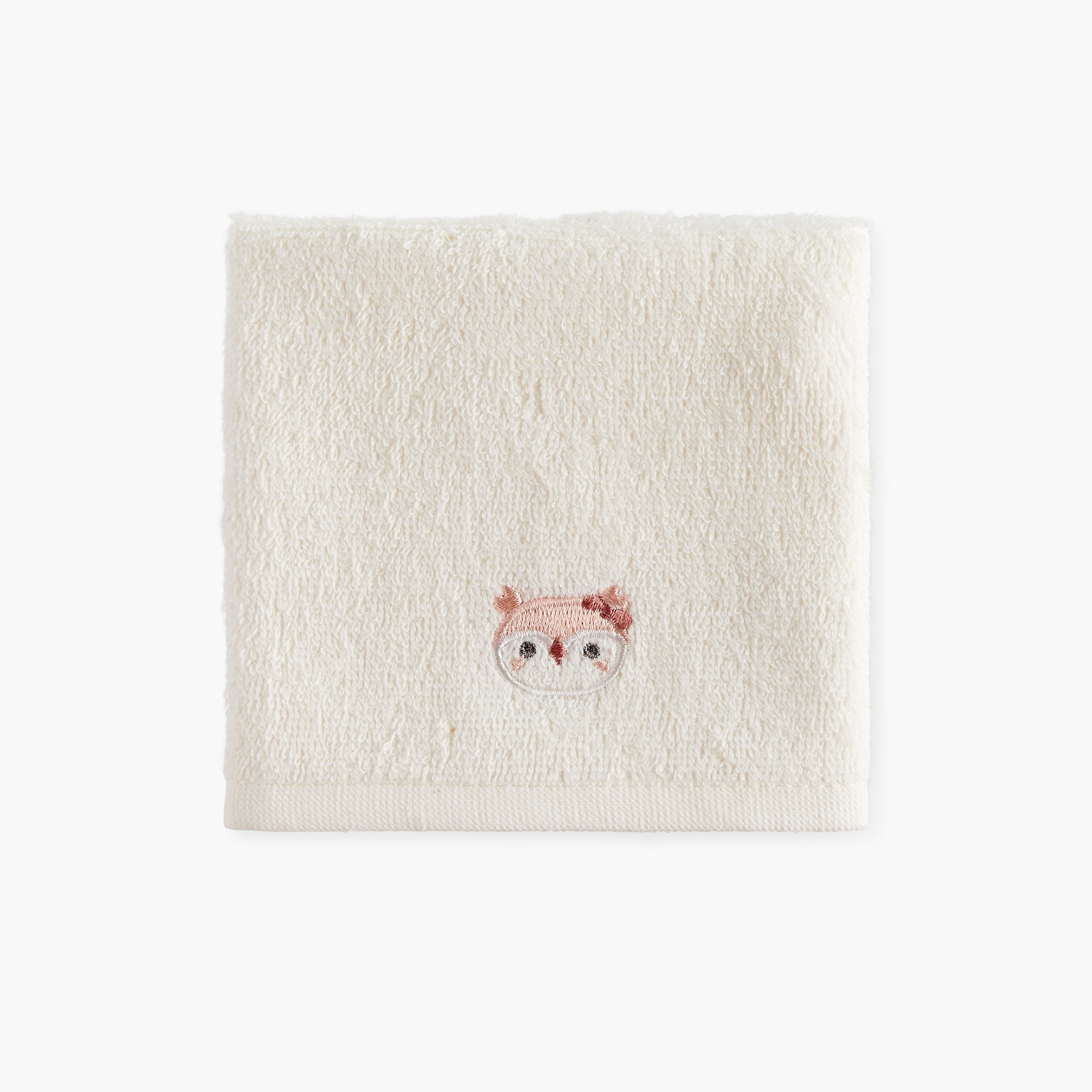 Juniors 4-Piece Owl Embroidered Wash Cloth Set - 26x26 cm