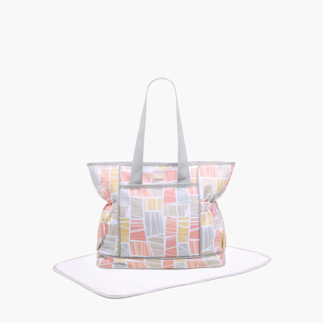 Juniors Abstract Print Diaper Bag with Double Handle and Changing Mat - White