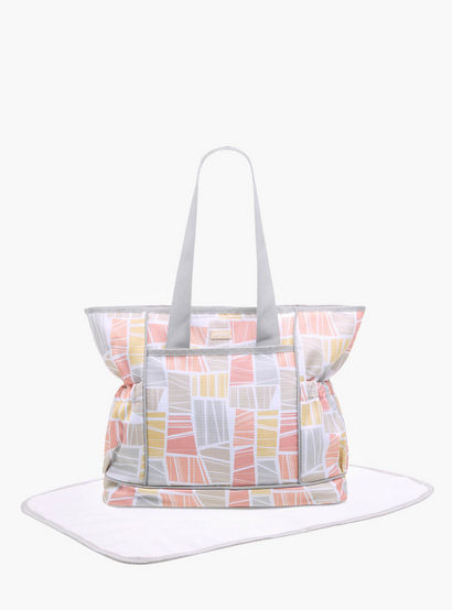 Juniors Abstract Print Diaper Bag with Double Handle and Changing Mat-baby-gear-diaperbags-image-1