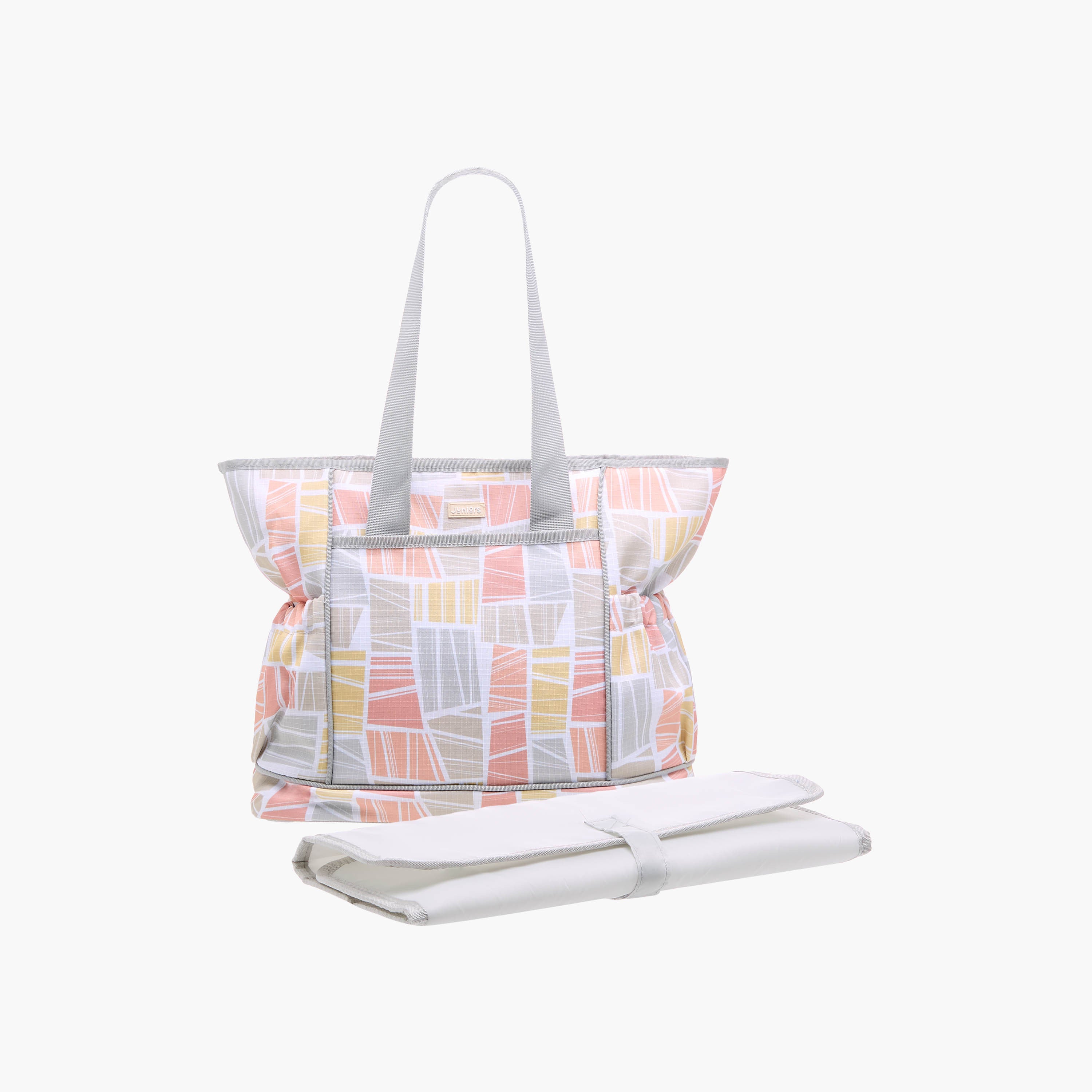 Juniors Abstract Print Diaper Bag with Double Handle and Changing Mat